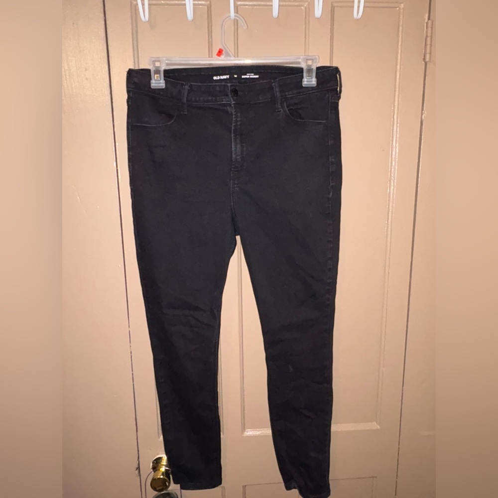 Old Navy Black High Rise Super Skinny Jeans Size 14